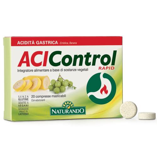 Naturando Acicontrol Rapid Food Supplement Συμπλήρωμα Διατροφής για την Καλή Λειτουργία του Γαστρικού Συστήματος 20 Chew.tabs